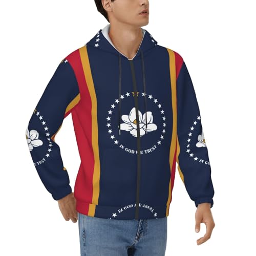 Hoodie Mississippi State Flag manches longues avec cordon de serrage réglable