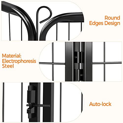 Yaheetech 6 eckig Welpenauslauf, Tierlaufstall 80cm hoch, Laufgitter welpenlaufstall mit Tür, Freigehege für Hund, Flexibel und faltbar