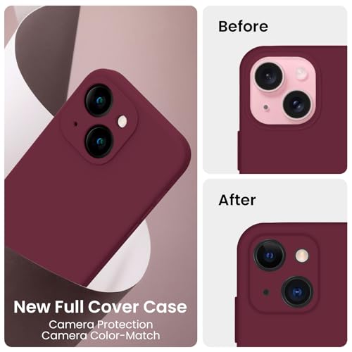 Image of FireNova Designed for iPhone 15 Case, Silicone Upgraded [Camera Protection] Phone Case, Soft Anti-Scratch Microfiber Lining Inside, 6.1 inch, Plum