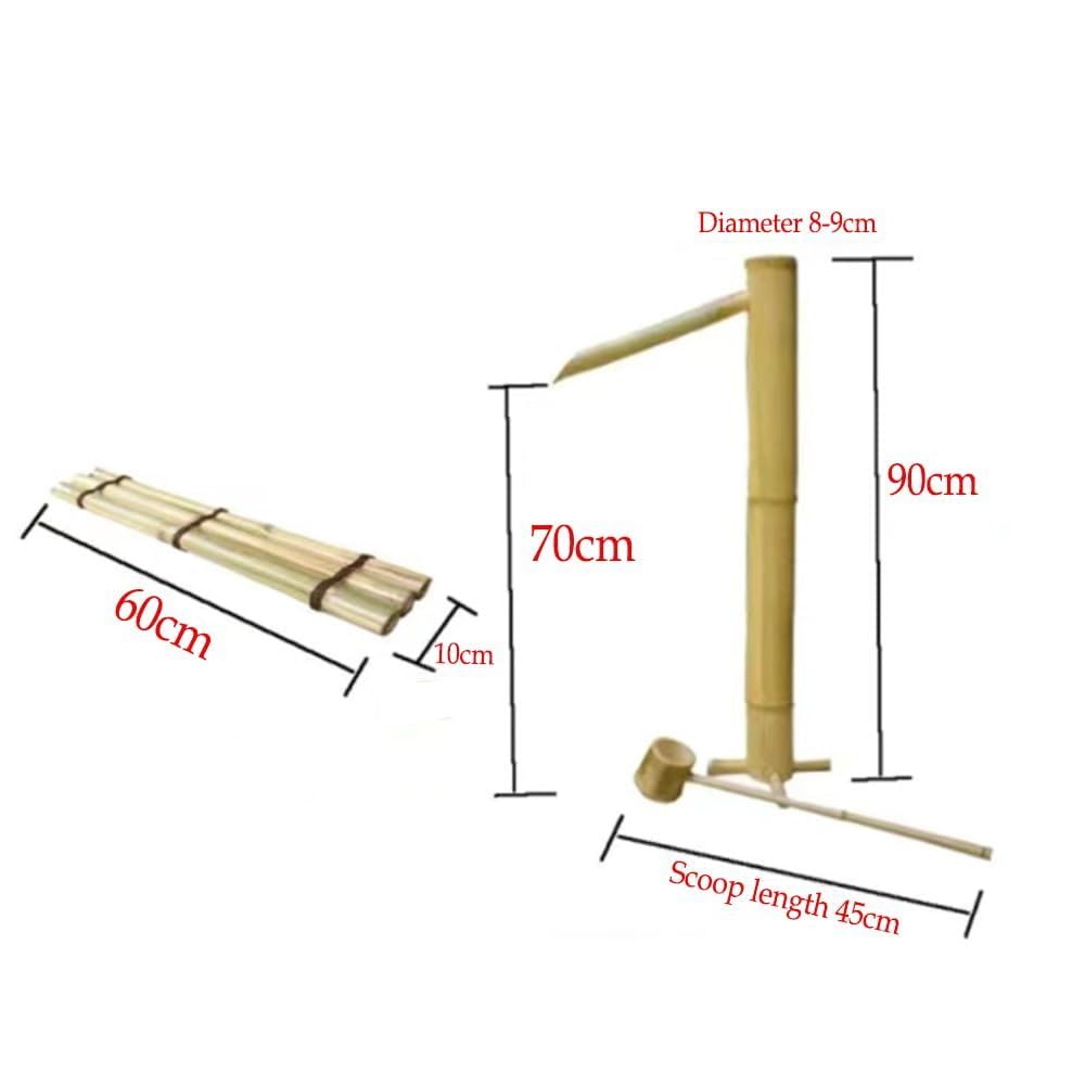 Fontana da giardino in bambù per esterni, set da gioco con acqua, fontana da giardino zen in bambù, decorazione da giardino giapponese con paesaggio acquatico, 70 cm