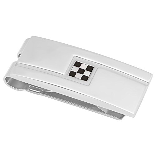 Men’s Stainless Steel Checkered Satin Finish Money Clip - Sleek, Durable, and Stylish Accessory