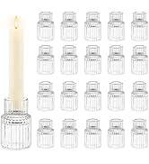 Candle Holder Glass Candlestick Holders: Hewory 20PCS Clear Taper Candle Holders Bulk for Table C...