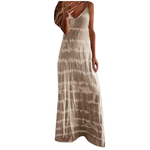 riou Vestidos Mujer Verano 2022 Baratos Vestido Casual Cuello en V Boho Vestido Informal Sin Mangas Falda Larga Fiesta Cóctel Adolescente Niña Vestido De Flores Vestido Midi de Playa