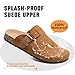 DDXYYDS Suede Clogs Men & Women Unisex Leather Mules Soft Cork Footbed Adjustable Buckle Slip Sandals Potato Shoes with Arch Support Brown