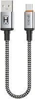 Cabo USB para USB-C 60W Carregamento Rápido Nylon Trançado Preto 20cm | Compatível com Smartphones e Tablets USB-C, Design Resistente