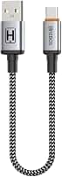 Cabo USB para USB-C 60W Carregamento Rápido Nylon Trançado Preto 20cm | Compatível com Smartphones e Tablets USB-C, Design Resistente