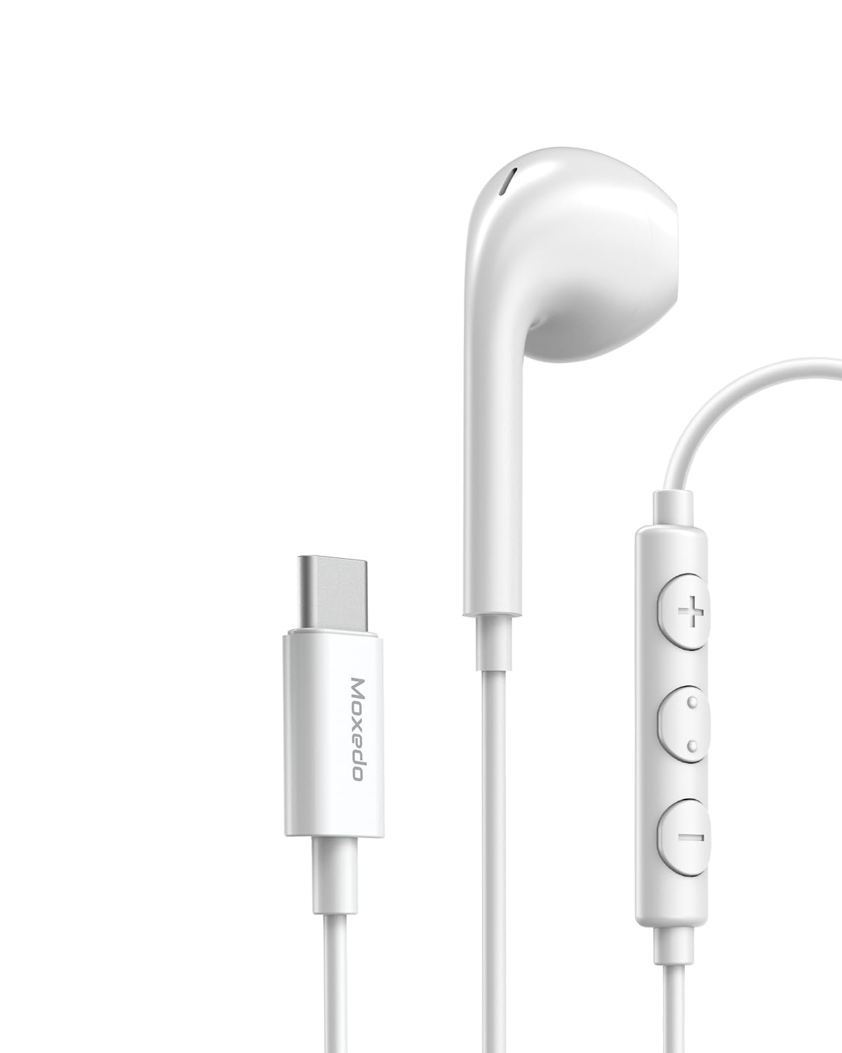 Mono Stereo Earphone USB Type-C Connector Earphone In-Line Remote, Built-in Microphone for iPhone 16/15, Samsung Galaxy S24 Ultra/S21 Ultra/S20 FE Note 20/10, iPad Pro 2018/Mac Book (White)