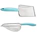 Hordion Cat Litter Scoop Stainless Steel Mesh Scooper, 2mm Mesh Non-Stick Coated Metal Litter Shovel Fine Sand Litter Scooper for Litter Box Kitten Pooper Lifter, Cyan