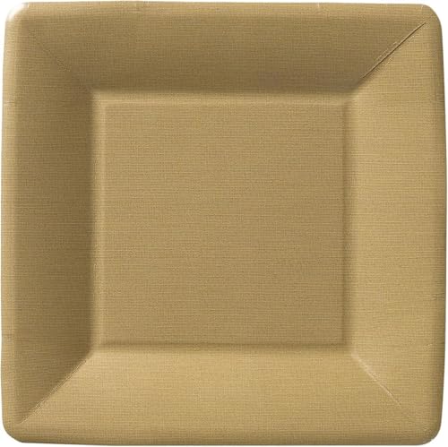 Boston International, Square Plate Linen Gold 8 Inch, 8 Count