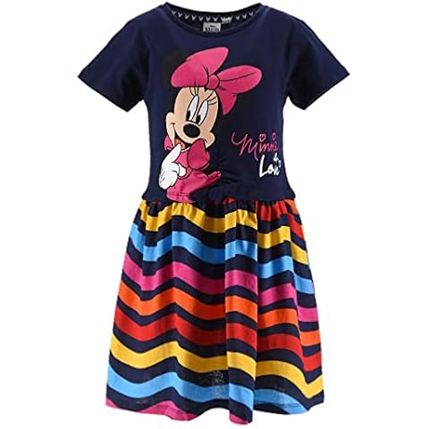 Disney Minnie Mouse Mädchen Kleid, Klassisches Design, Sommerkleid für Mädchen, Kurzarm Kleid für Mädchen, Weiche Baumwolle Cover