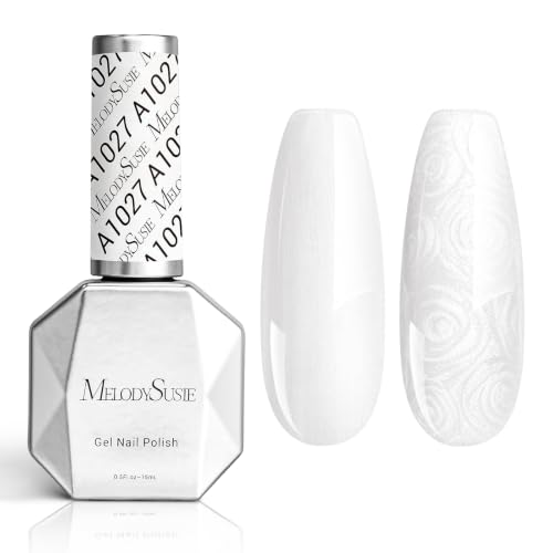 Image of MelodySusie White Pearl Gel Nail Polish,0.5fl oz Soak Off UV LED Drawing Shimmer Gel Polish Soak Off Swirl Shell Thread Effect Gifts for Women Nail Art Manicure Salon DIY Nail Design-A1027
