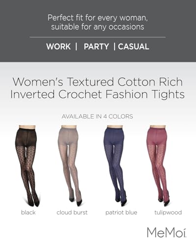 MeMoi Women's Textured Cotton Rich Inverted Crochet Fashion Tights2