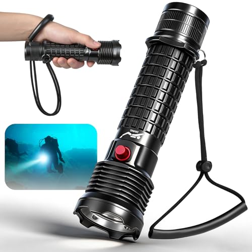 Scuba Dive Light - 5000LM Underwater Flashlight - IPX8 Waterproof 400M Beam Magnetic Switch 4 Modes SOS Rechargeable Diving Flashlight for Deep Sea Snorkeling