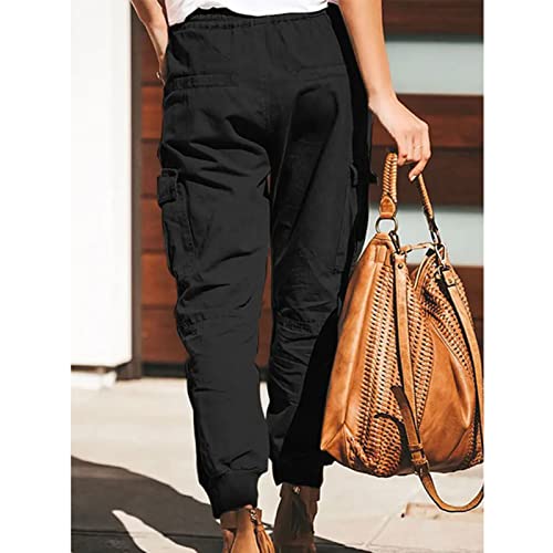 Calças Cargo Femininas Cintura Média Com Cordão Cônico Perna Leve Soft Calças Jogger para Caminhada