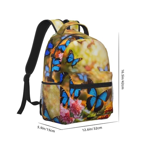 Sac à dos ordinateur EdWal imprimé fleurs bleues et papillon Noir - 2