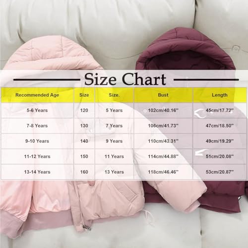 Kids Bubble Winter Coat Boys and Girls Puffer Jacket With Hooded Autumn and Winter Coat, Warm and Comfy 5-14 Years2