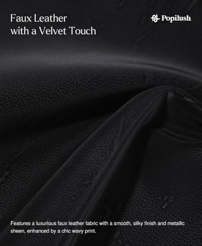 Image of Popilush Leather Dress with Built in Shapewear Square Neck Slit Midi Dresses Faux Leather Concert Club Outfits