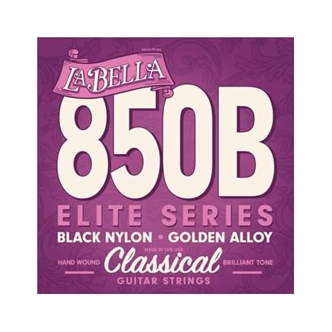 La Bella 850B Elite - Black Nylon, Golden Alloy Classical Guitar String Cover