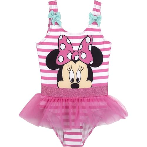 Bañador Tul de Minnie Mouse para Niña - Color Rosa y Blanco - Talla 6 Años - Tejido de Secado Rápido - Estampado de Minnie Mouse - Producto Original Diseñado en España