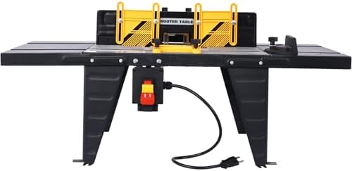 Tandagy Router Table 13.5" x 34" Router Tables Universal Benchtop Router Table Top with Stand & Adjustable Fence Aluminium Wood Router Table Precise Routing Table for Woodworking (Black)