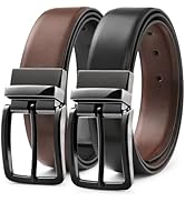 MILORDE Men’s Reversible Leather Belt for Casual Golf Dress Pants Shirts, Double Style - 2 Sides