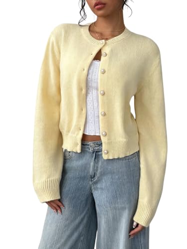 Image of SOLY HUX Women's Button Down Cropped Lightweight Cardigan Sweater | Cute Fall Fashion, 2026