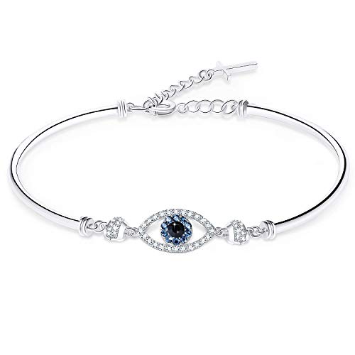 Sue's Secret Evil Eye Bracelet Crystal Jewelry Bangle With A Tiny Cross Extender For Women Girls Mothers Day Easter Gifts For Mom Anniversary Day #TOP25