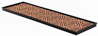 Anji Mountain Heavy Duty Waterproof Rubber Shoe Storage Mat Organizer/Boot Storage Tray Multi Use for Entryway with Coir, Tan Insert, Fits 4 Pair (46.5" Wide)