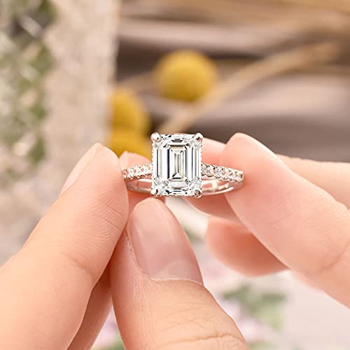 Sheloves 3 Carat Emerald Cut Engagement Rings For Women Aaaaa White Cz 925 Sterling Silver Wedding Ring Sz 7 #TOP2