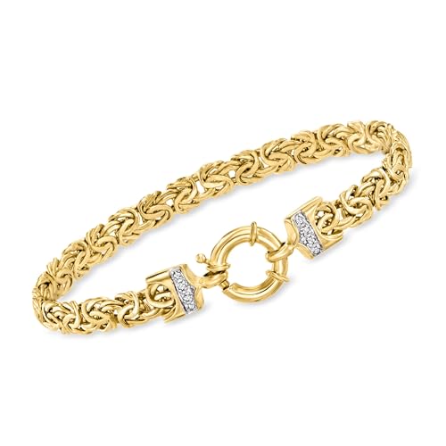 Ross-Simons 14kt Yellow Gold Byzantine Bracelet With Diamonds