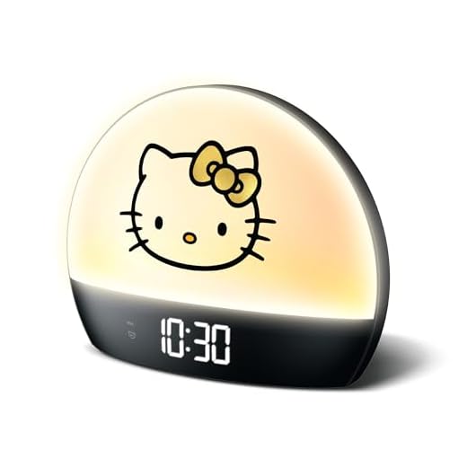 Hello Kitty Sunrise Alarm Clock - Multicolor Lights, USB Charging, LED Display, and Snooze Function