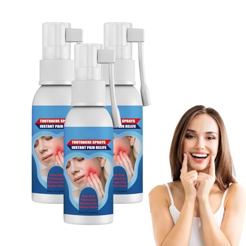 Spray calmante para los dientes, spray para aliviar el dolor bucal, spray para el cuidado bucal contra las molestias en las encías y los dientes, alivia la irritación de las encías (3 botellas)