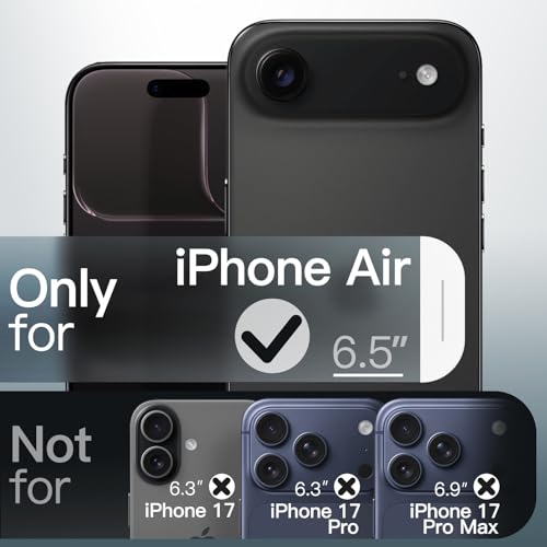 Image of JETech Magnetic Case for iPhone Air Compatible with MagSafe, Shockproof Slim Phone Cover with Built-in Camera Control Button, Matte Translucent Back, 6.5-Inch Display (Black)