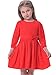 Bonny Billy Girls Long Sleeve Solid Pleated A-Line Children Dress with Bow 3-4 Years Red