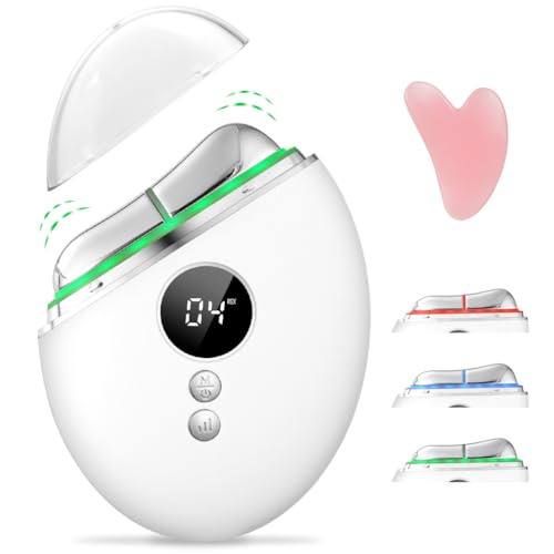 Aomig Gua Sha Visage, EMS Gua Sha, Massage Visage Électrique Guasha avec Vibration&Chaleur 5 Modes, 3 Modes de Soins de la Peau, 1Pcs Gua Sha, Outil de Modelage du Visage, Anti-Âge Lifting Facial