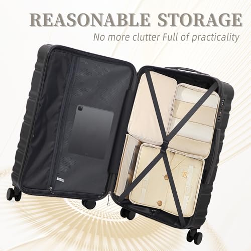 Image of Luggages 3 Piece ABS Hardside Luggage Sets Spinner Wheels Suitcase
