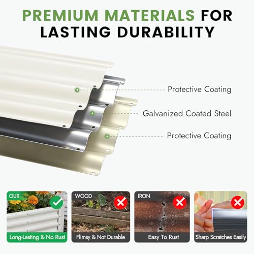 INNO STAGE 2Pcs Galvanized Raised Garden Bed Kit, 4x2x1FT Metal Raised Garden Beds for Vegetables, Rust-Resistant & Easy Assembly, Outdoor Raised Beds for Gardening, Flowers, Herbs (White) by INNO STAGE - Image 4
