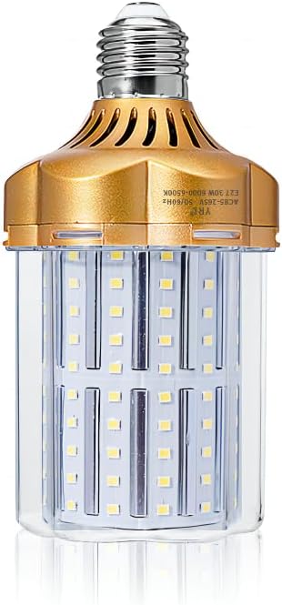 LED Corn Light, Corn Shape, 30W LED Bulb, E26 Base, 3000LM, 6000K, Warehouse, Factory, Sign, Ceiling Light, Ultra Bright, Energy Saving, Long Life (6000K - Daylight, Gold)