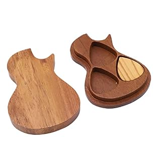 Jeanoko Médiators de Guitare, Support de médiator de Guitare Durable en Bois d’olivier décoratif Portable Naturel pour Le Stockage - Les Beatles, Paul McCartney, John Lennon, RIngo Starr, George Harrison