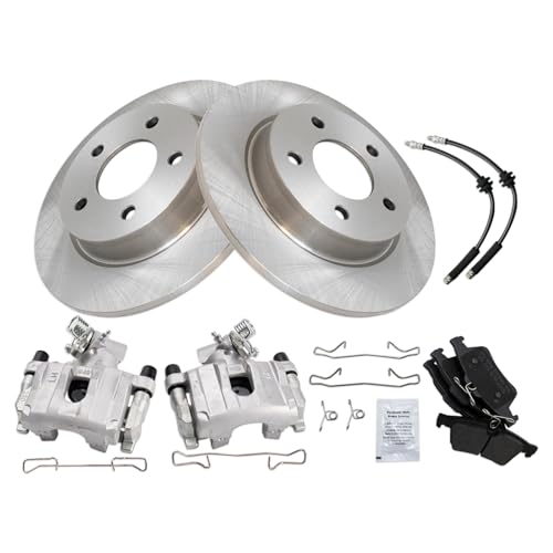 Image of TRQ Rear Brake Pad and Rotor Set Semi Metallic Calipers Compatible with 2009-2013 Mazda 3