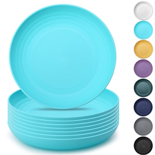 Set Di 8 Piatti Piani Infrangibili In Plastica - Diametro 22,9 Cm - Colorati, Lavabili In Lavastoviglie E Adatti Al Microonde - Perfetti Per Bambini E Adulti
