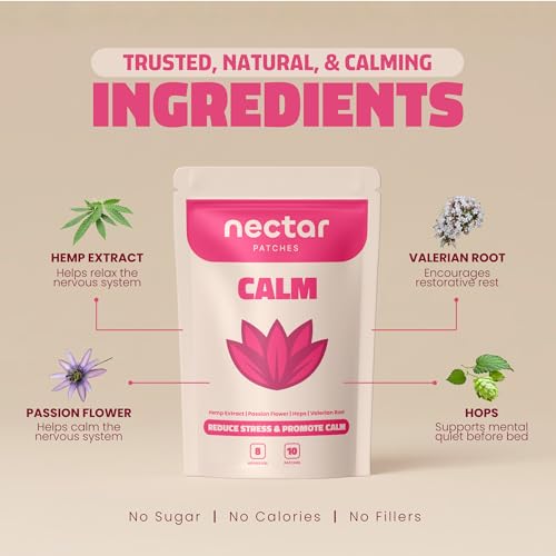 Image of Nectar Calm Patches | 10-Pack for All-Day Relaxation & Unwinding | with Hemp, Passion Flower & Valerian Root
