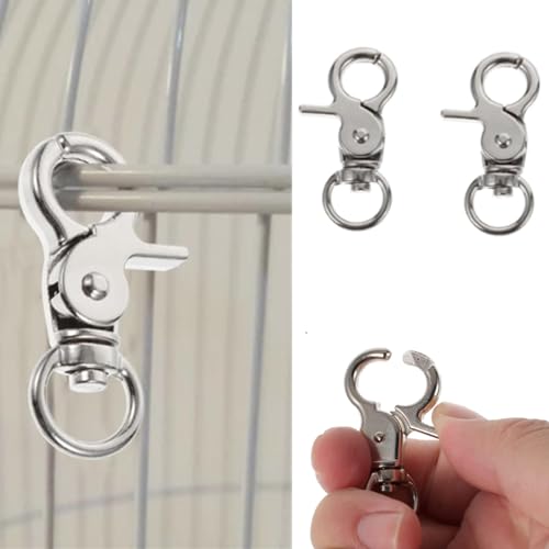 Image of 8 Pcs Bird Cage Lock Bird Cage Lobster Clasp, Birdcage Lock Birds Cage Clip Dove Cage Door Keychains Swivel Clip Rabbit Cage Door Locks Purse Hooks to Rotate Shackle Stainless Steel Iron Wire