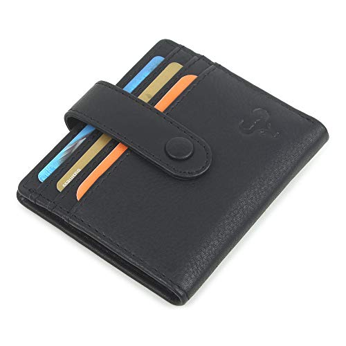 Genuine Leather Slim Women Wallet - Compact Bifold Purse - Zipper Coin Pocket - RFID