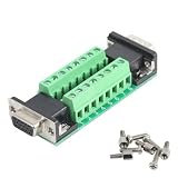 Jienk 1Pcs VGA HDB15 3 Row Male to Female Breakout Board, RS232 D-SUB Serial to 15pin Port Terminal Gender Changer Connector
