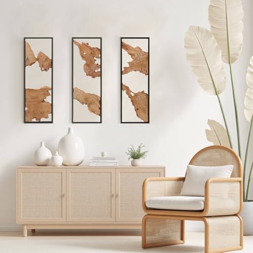 3pcs 36''×12''Rustic Wood Wall Art–Handcrafted Natural Wood Decor, One-of-a-Kind Design