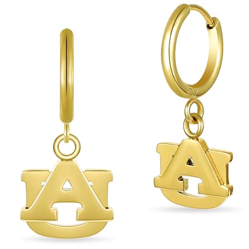 Stone Armory Earrings for Auburn University Jewelry Gifts for Women, Graduation – Stainless Steel Skin-Friendly Auburn Tigers Earrings 18K Gold Finish AU Hoops