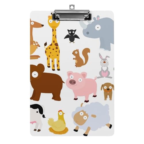 Porte-bloc A4 animaux avec pince à profil bas pour documents
