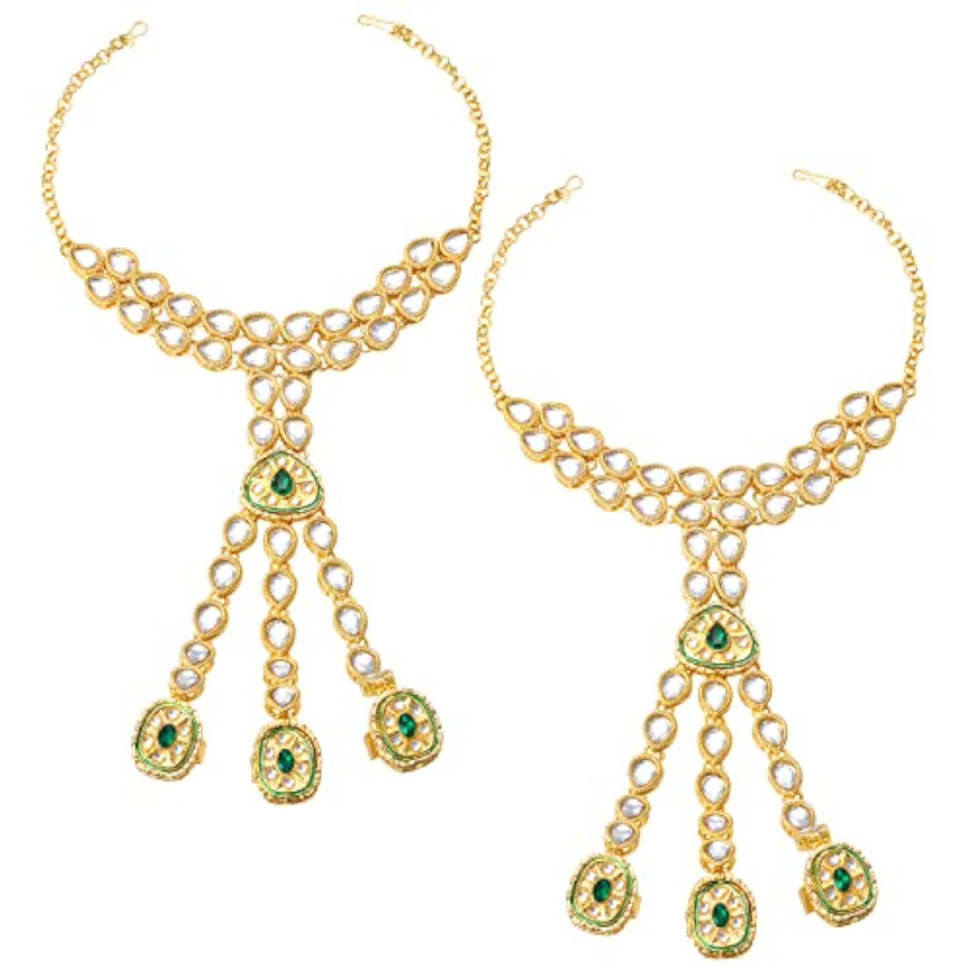 Bridal Plated Choker Long Necklace & Earrings Set
