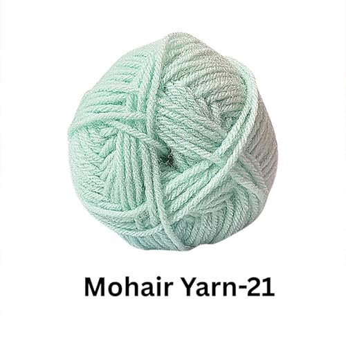 Image of VCR Mohair Nylon Pastel Mint Yarn, 100 Grams Hank, 196 Meters Length, Acrylic 75%, Mohair Nylon 25%, Pack of 1 Yarn, Soft Crosia Threads, Suitable for Winter Garments.